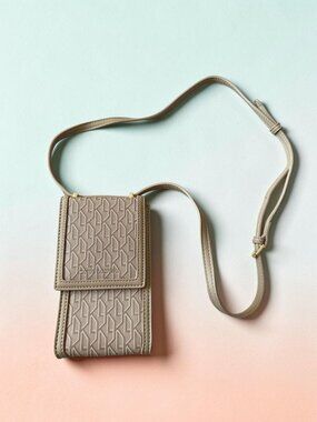 KATIE LOXTON Beige Logo Phone Crossbody Bag